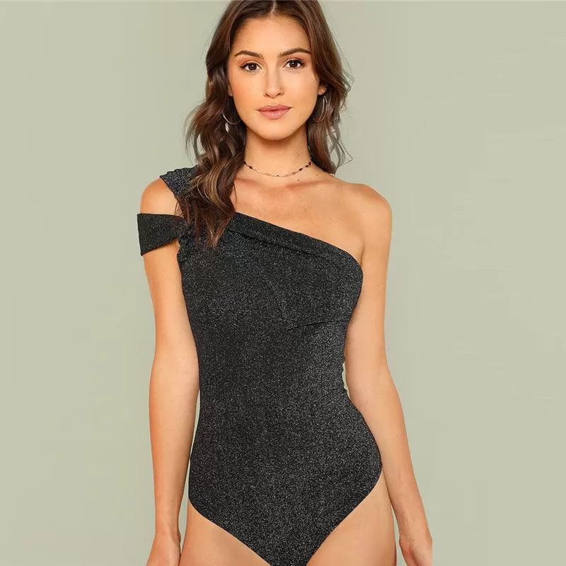 ALL THAT GLITTERS —ONE SHOULDER BODYSUIT