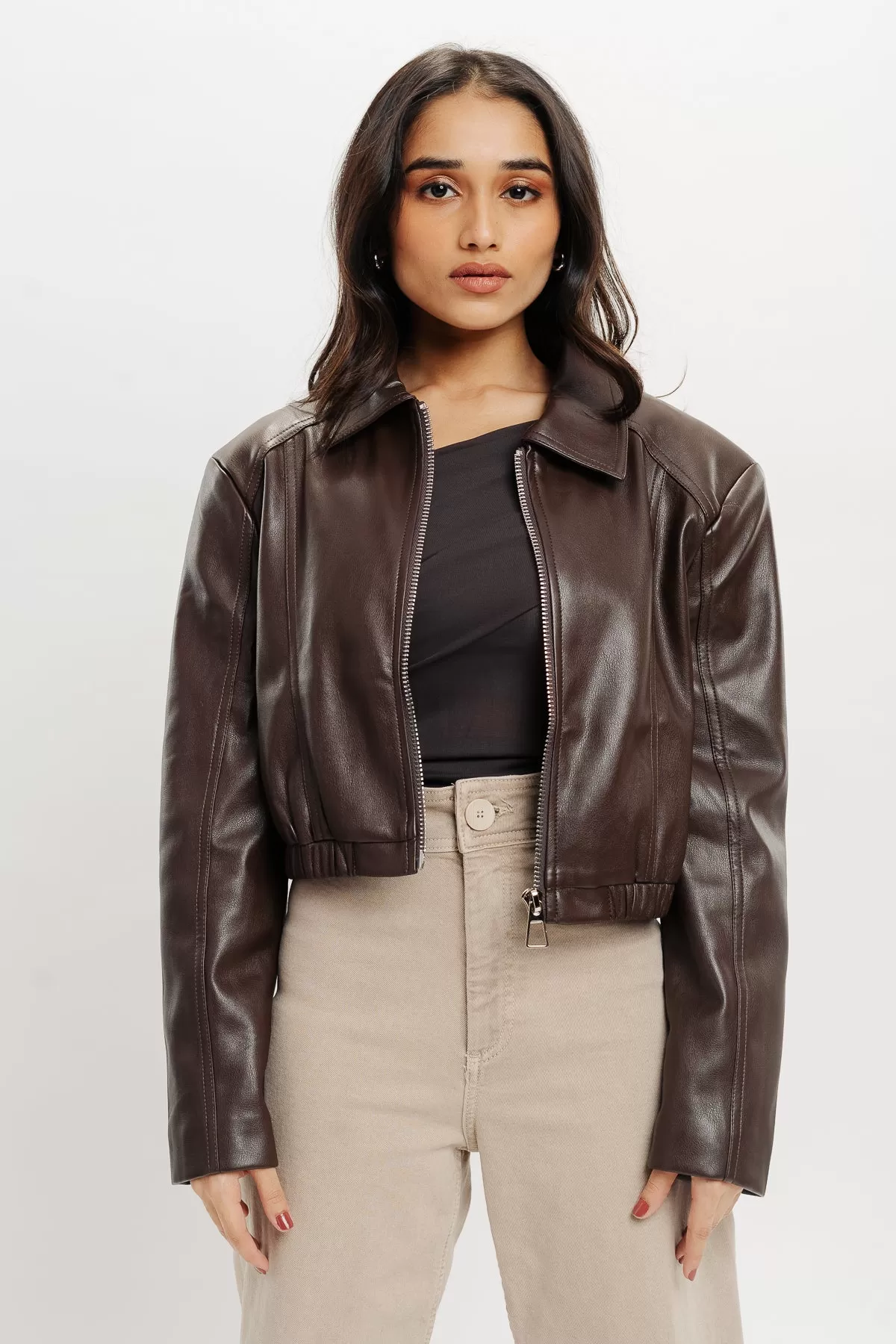 Brown Biker Leather Jacket