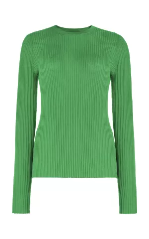 Browning Knit Sweater in Peridot Green Cashmere Silk