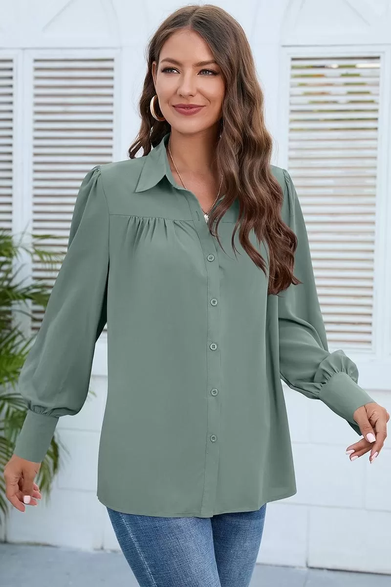 BUTTON DOWN DAILY BASIC BLOUSE