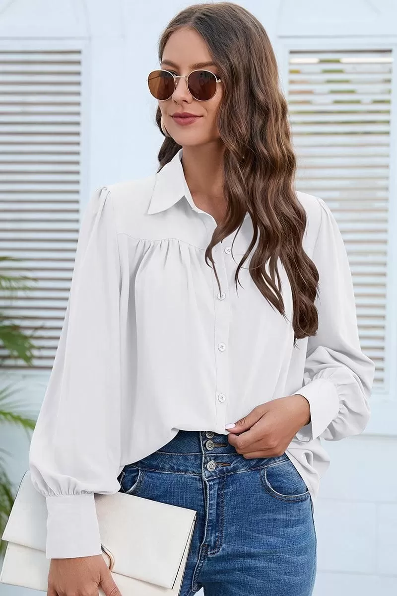 BUTTON DOWN DAILY BASIC BLOUSE