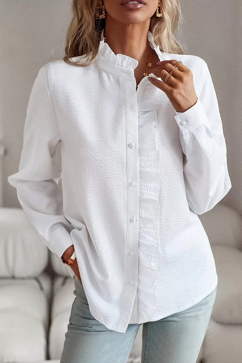 BUTTON UP LACE STRIPE SHIRT