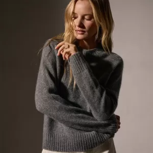 Cashmere Saddle Shoulder Crew Neck - Thunder