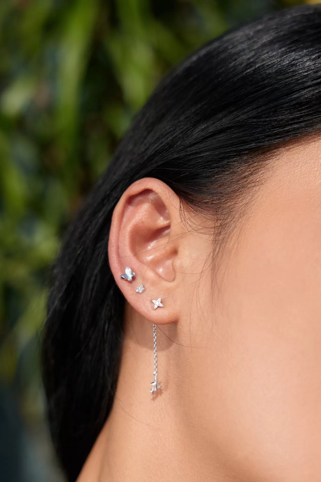 Clear Gem Estrella Studs in Silver