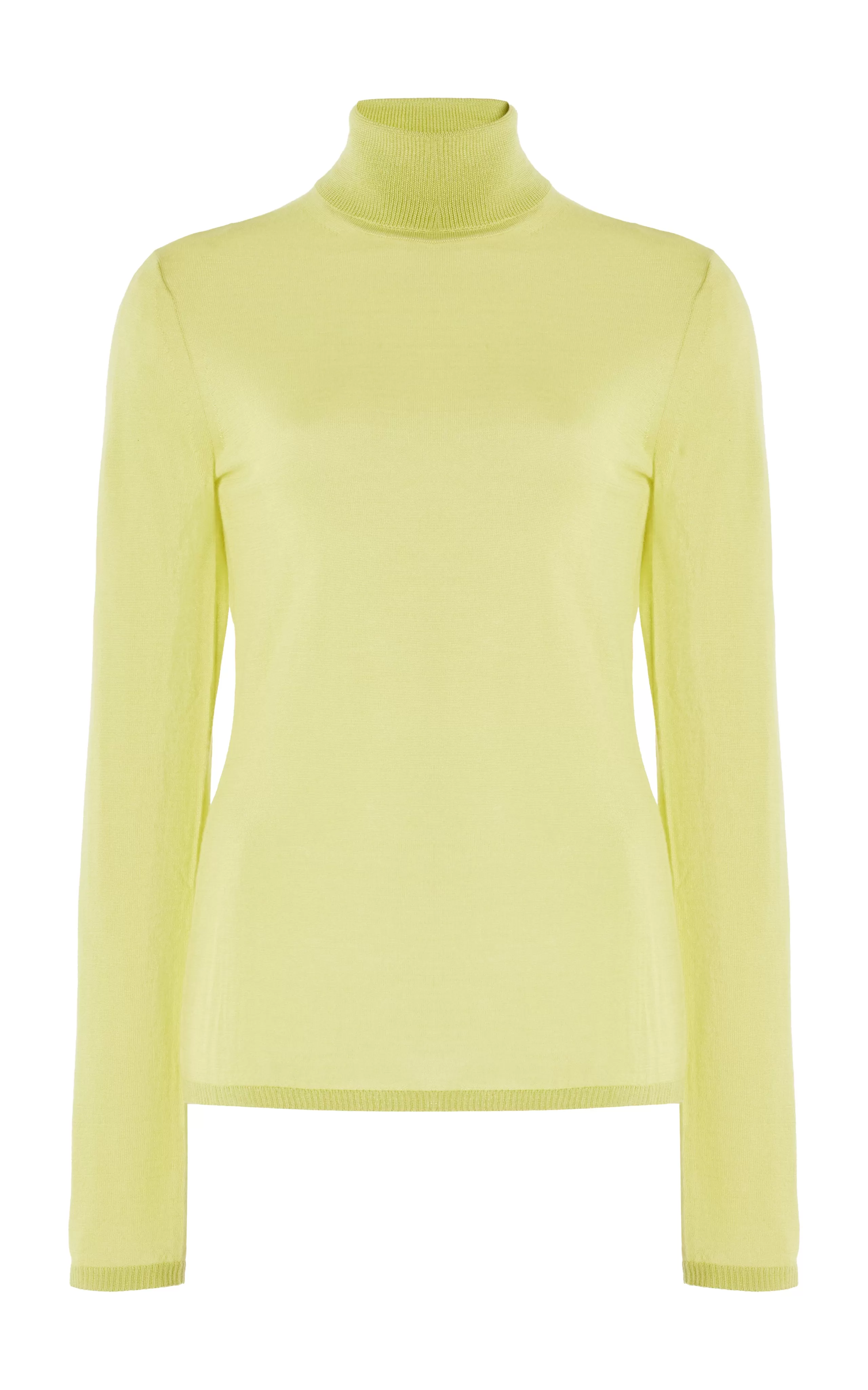 Costa Knit Turtleneck in Lime Adamite Cashmere Silk