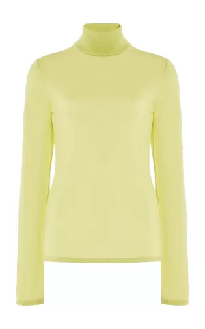 Costa Knit Turtleneck in Lime Adamite Cashmere Silk