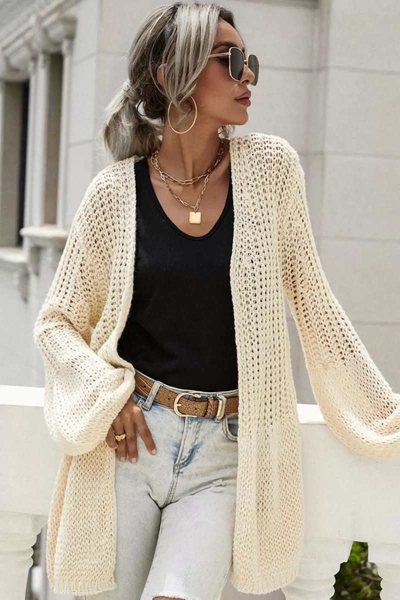 CROCHET LONG SLEEVE KNIT CARDIGAN SWEATER COATS