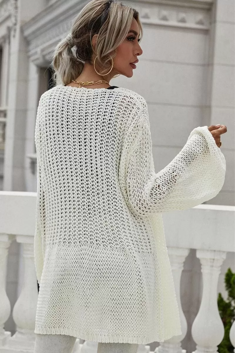 CROCHET LONG SLEEVE KNIT CARDIGAN SWEATER COATS