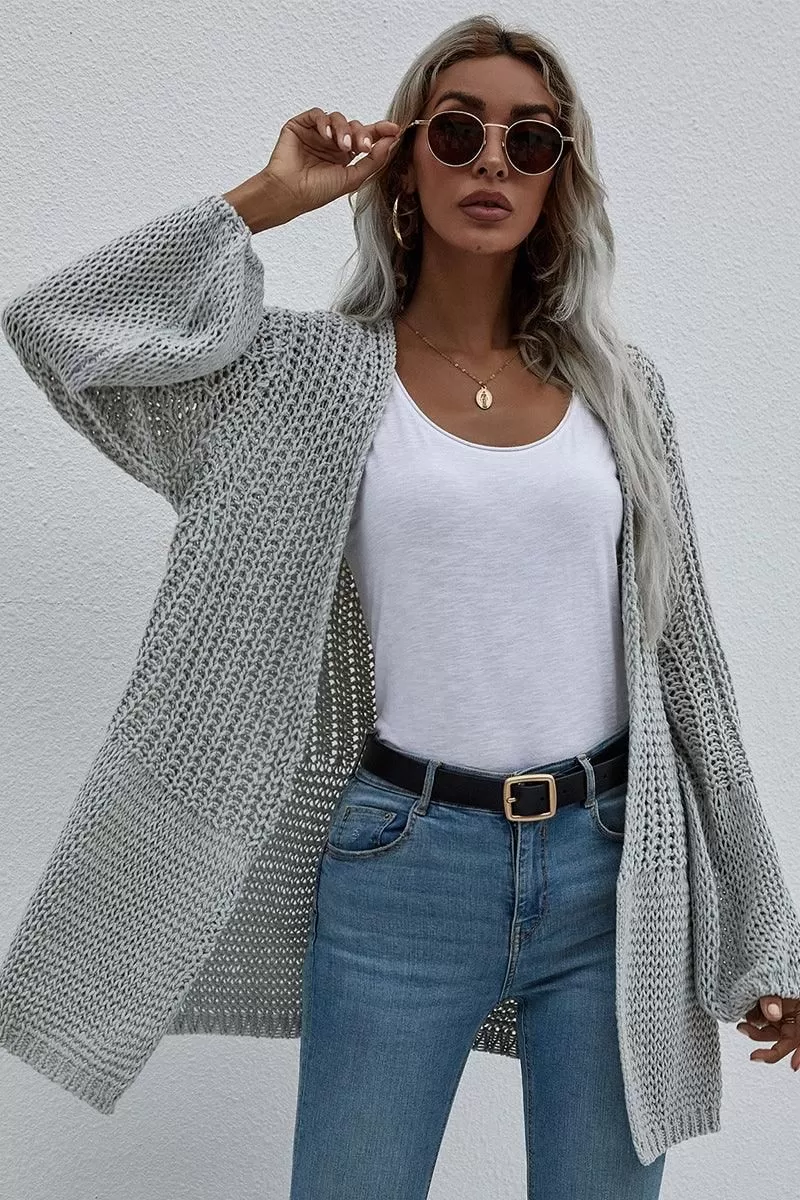 CROCHET LONG SLEEVE KNIT CARDIGAN SWEATER COATS