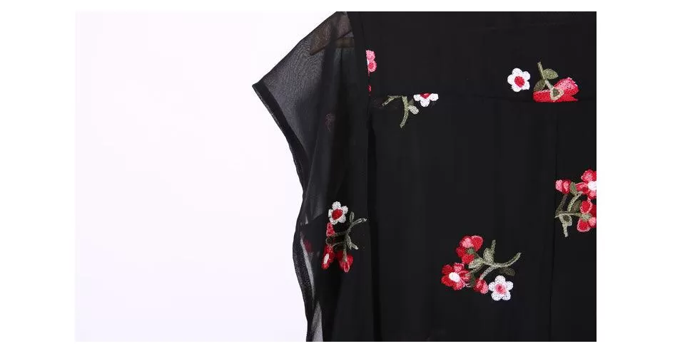 FLORAL HI-LOW CHIFFON BLOUSE