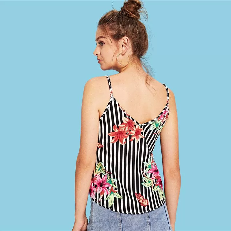 FLORA’S FLORAL STRIPE CAMI TOP