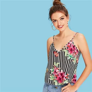 FLORA’S FLORAL STRIPE CAMI TOP