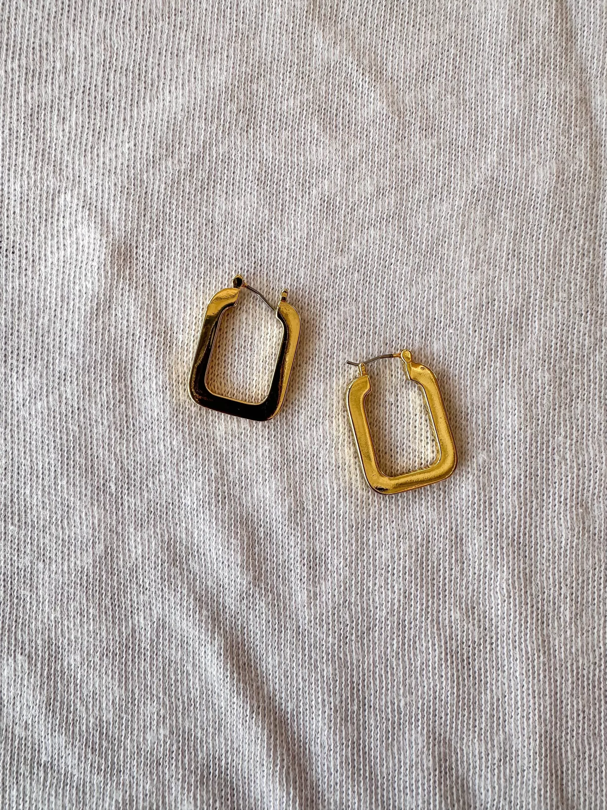 Gold Dipped Large Gold Rectangle Earrings