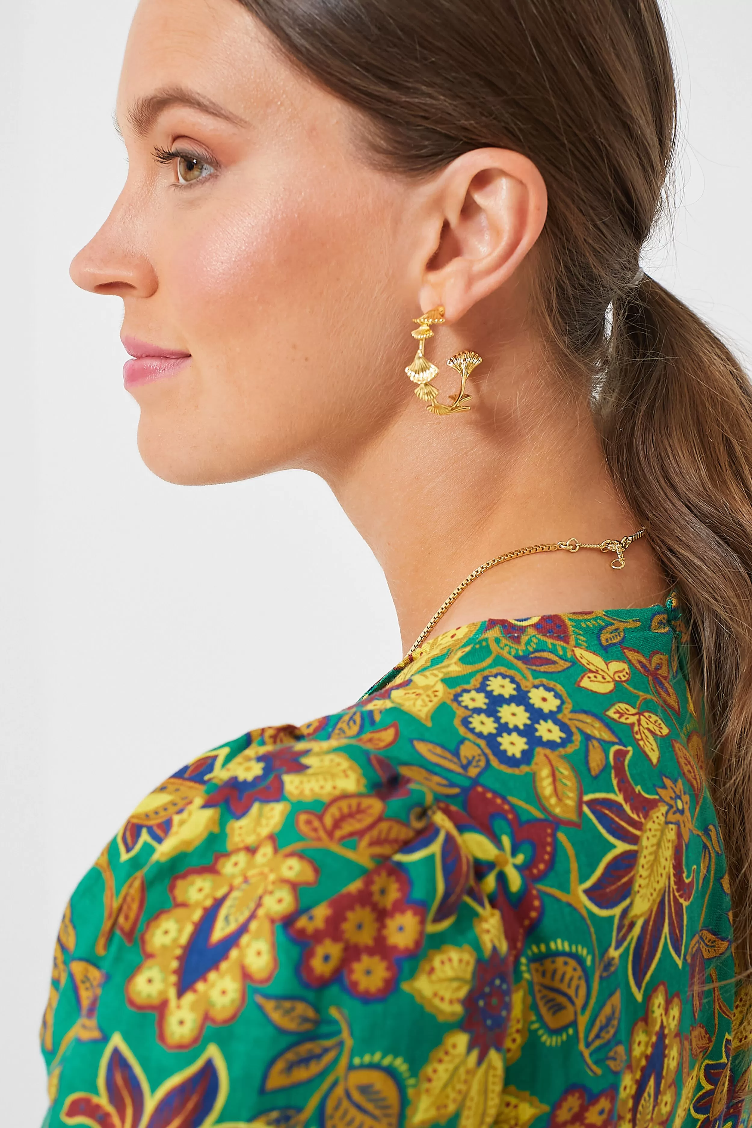 Gold Ginkgo Kerri Hoop Earrings