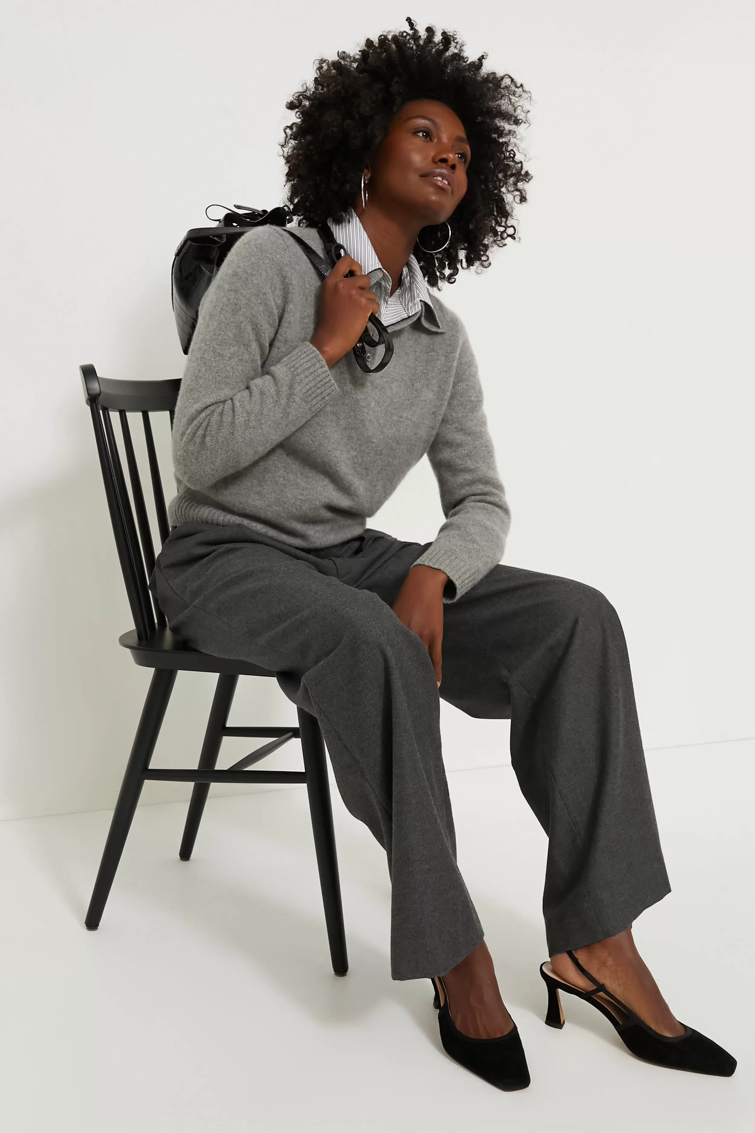 Heather Grey Cashmere Alice Polo Sweater