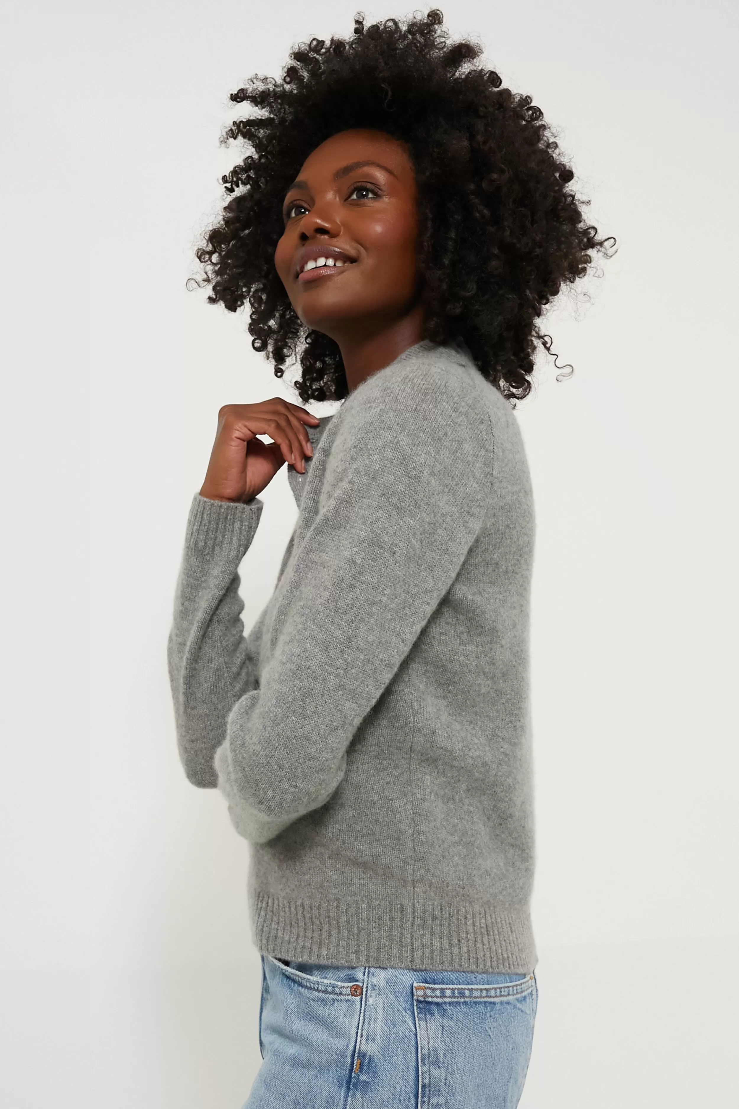 Heather Grey Cashmere Alice Polo Sweater