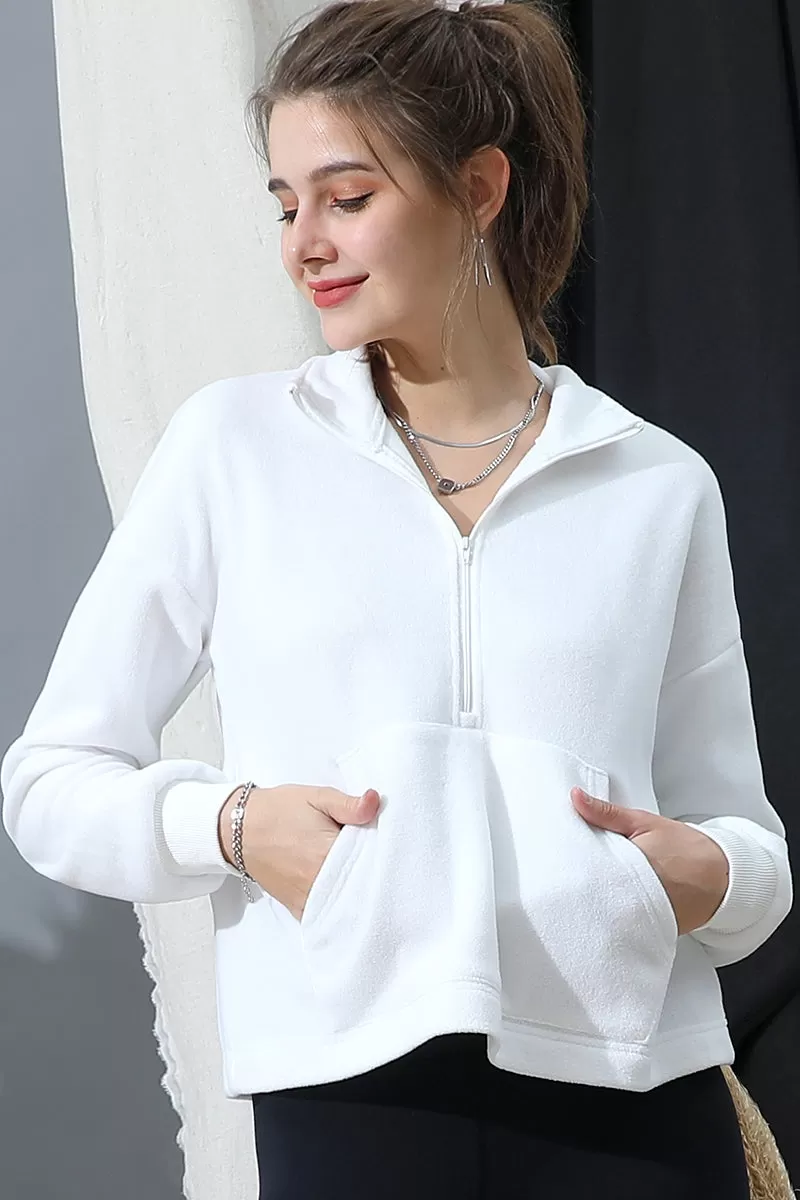 HIGH NECK HALF ZIP UP FLEECE PULLOVER ANORAK JACKET