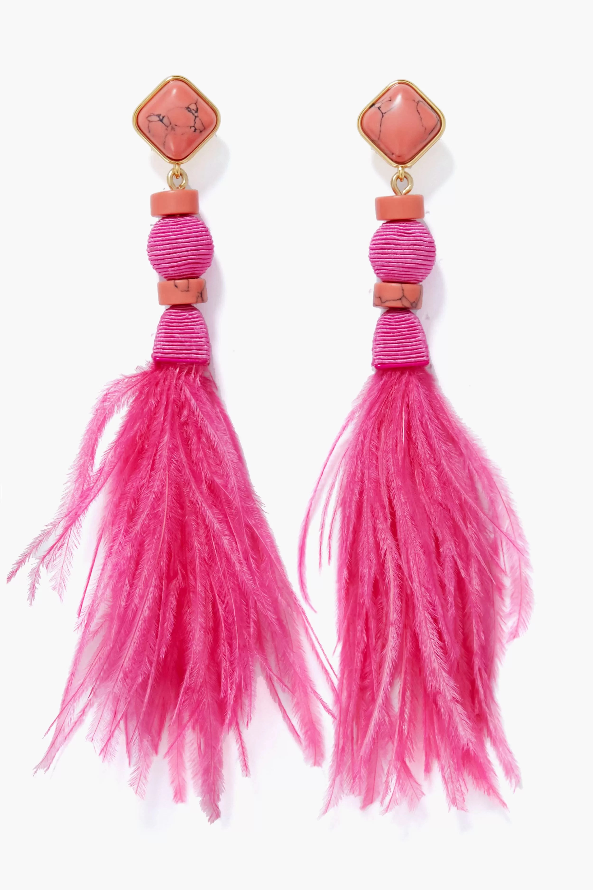 Hot Pink Pia Feather Earrings