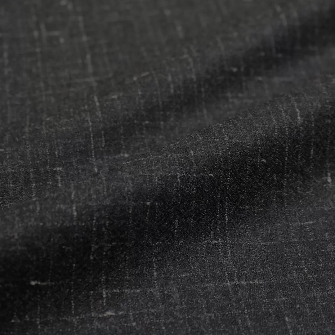 Hug0 Boss crosshatch wool blend woven suiting - black/ash