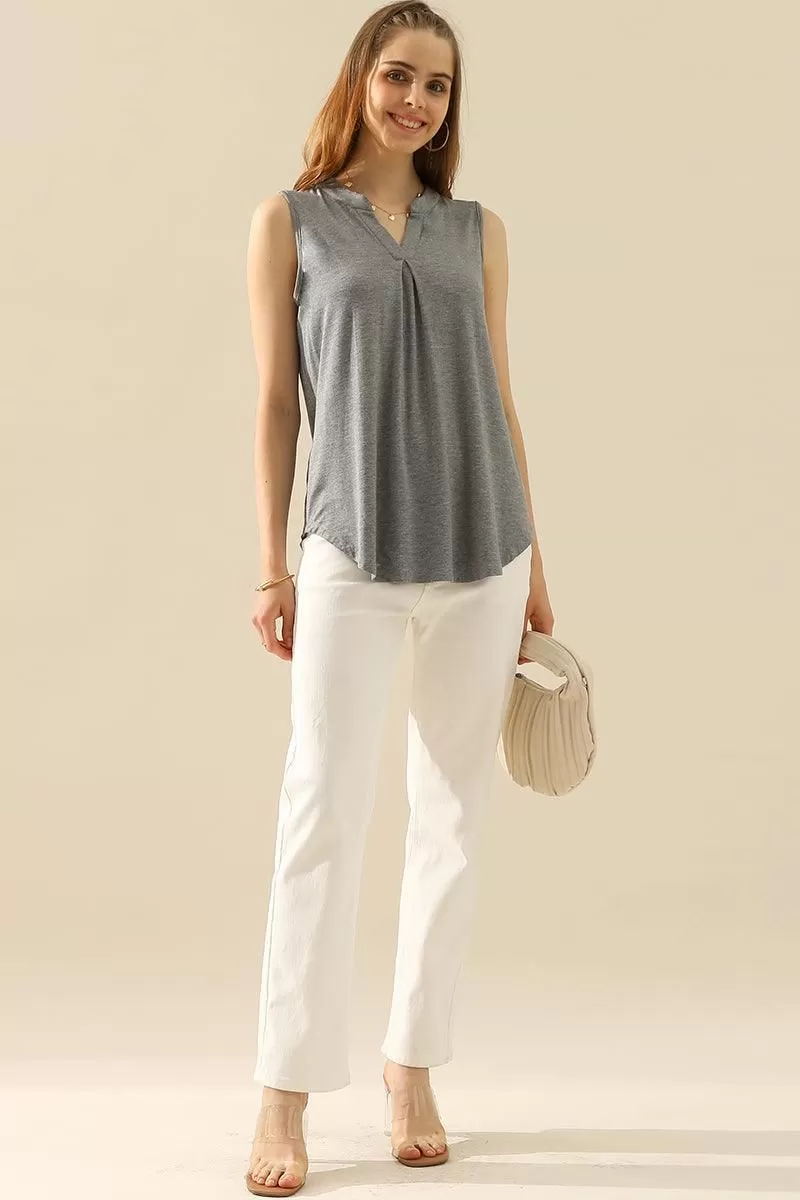 JOHNNY COLLARS SLEEVELESS BLOUSE SHIRTS TOPS