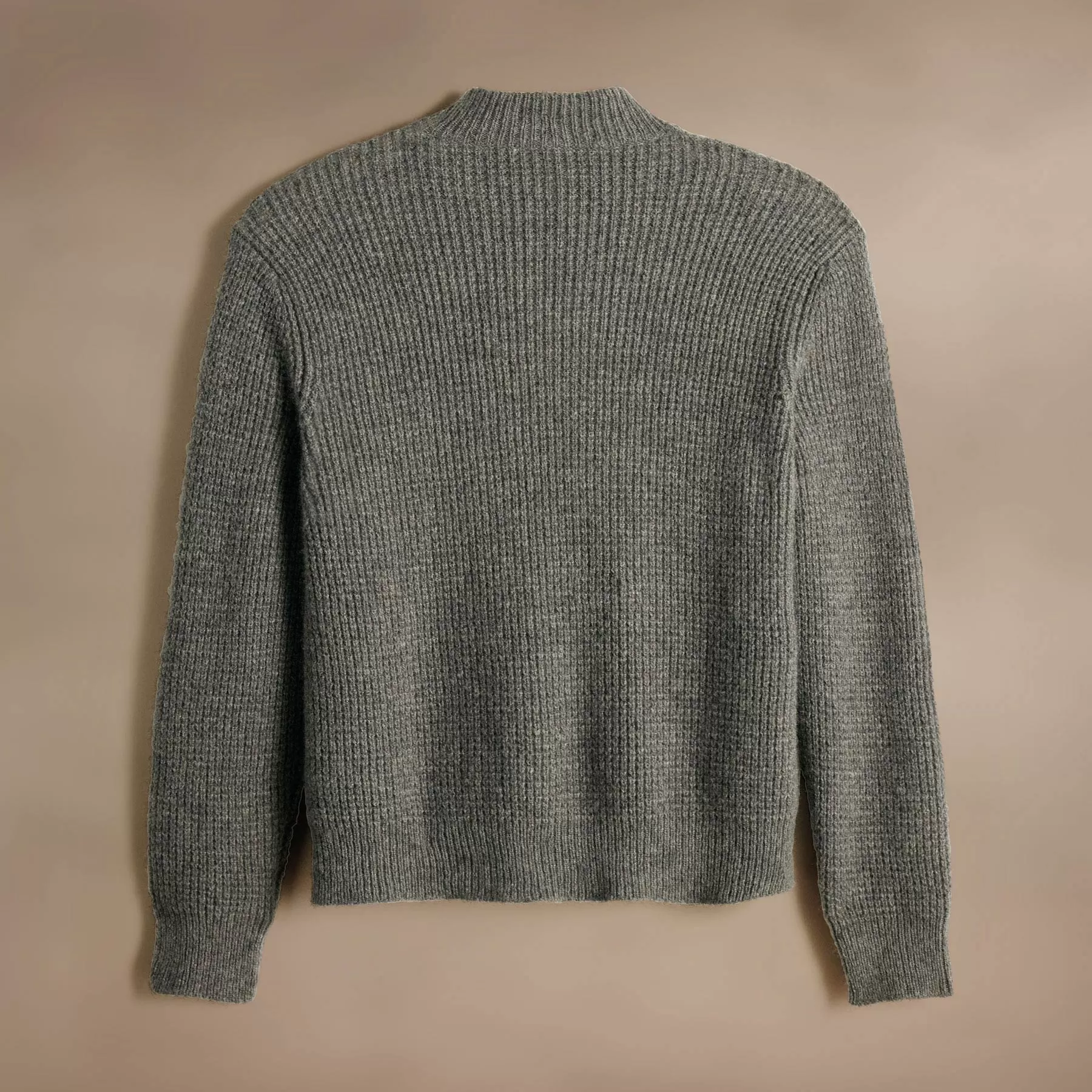 Lightweight Textured Cashmere Waffle Half Zip - Thunder