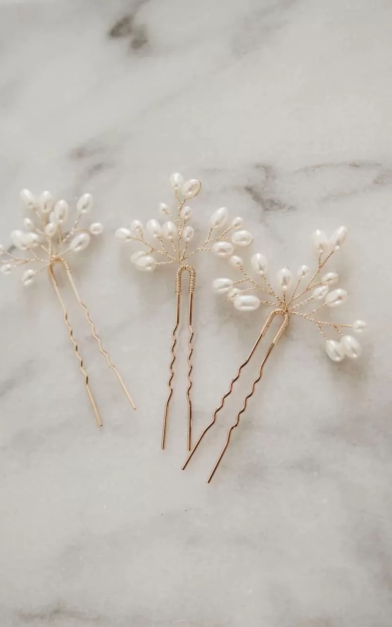 Luna   Stone - Hadera Hair Pins { Set of Three }