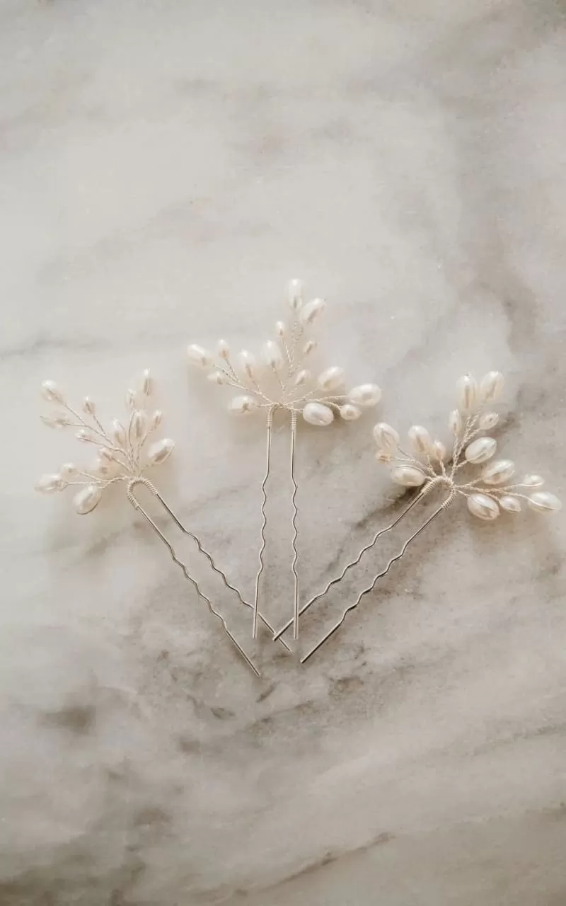 Luna   Stone - Hadera Hair Pins { Set of Three }