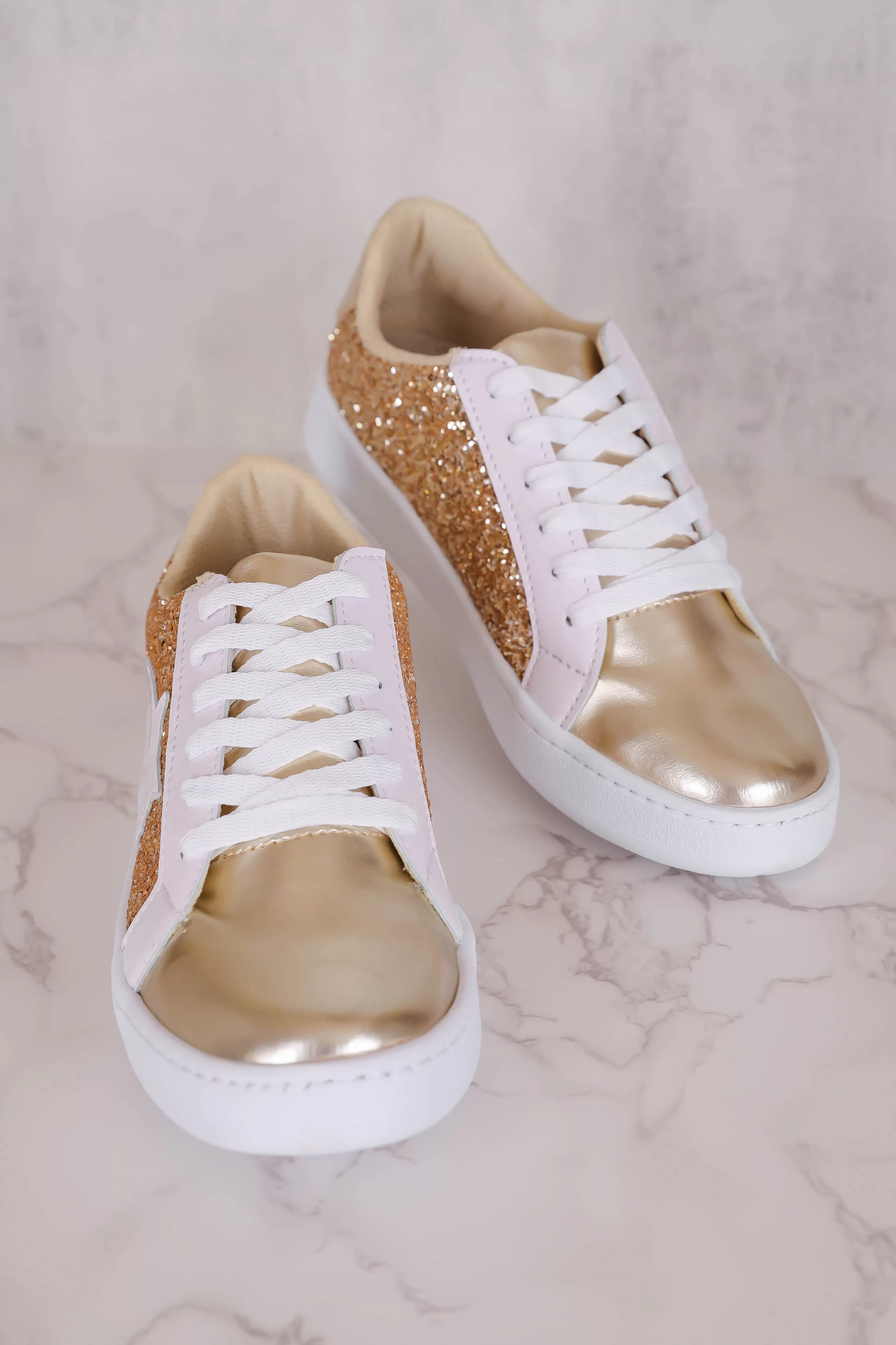 Mallory Glitter Sneakers-Gold