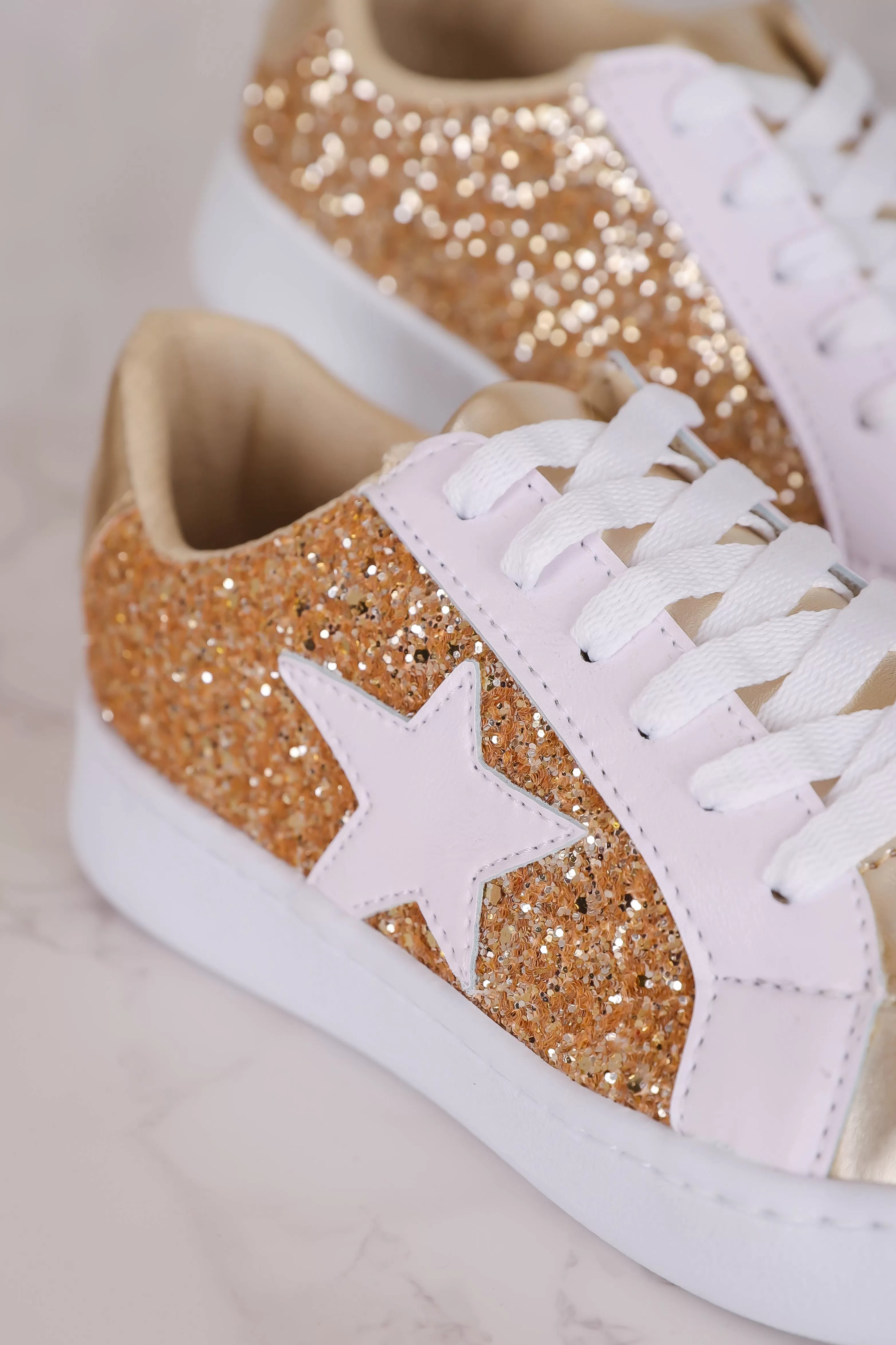 Mallory Glitter Sneakers-Gold