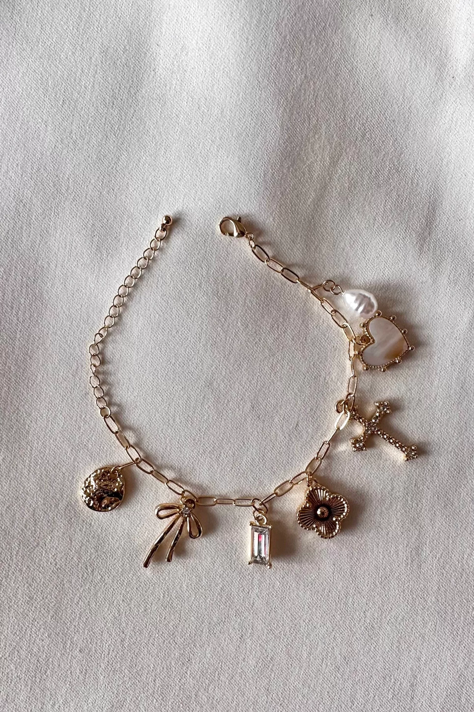 Pearl & Diamond Charm Bracelet