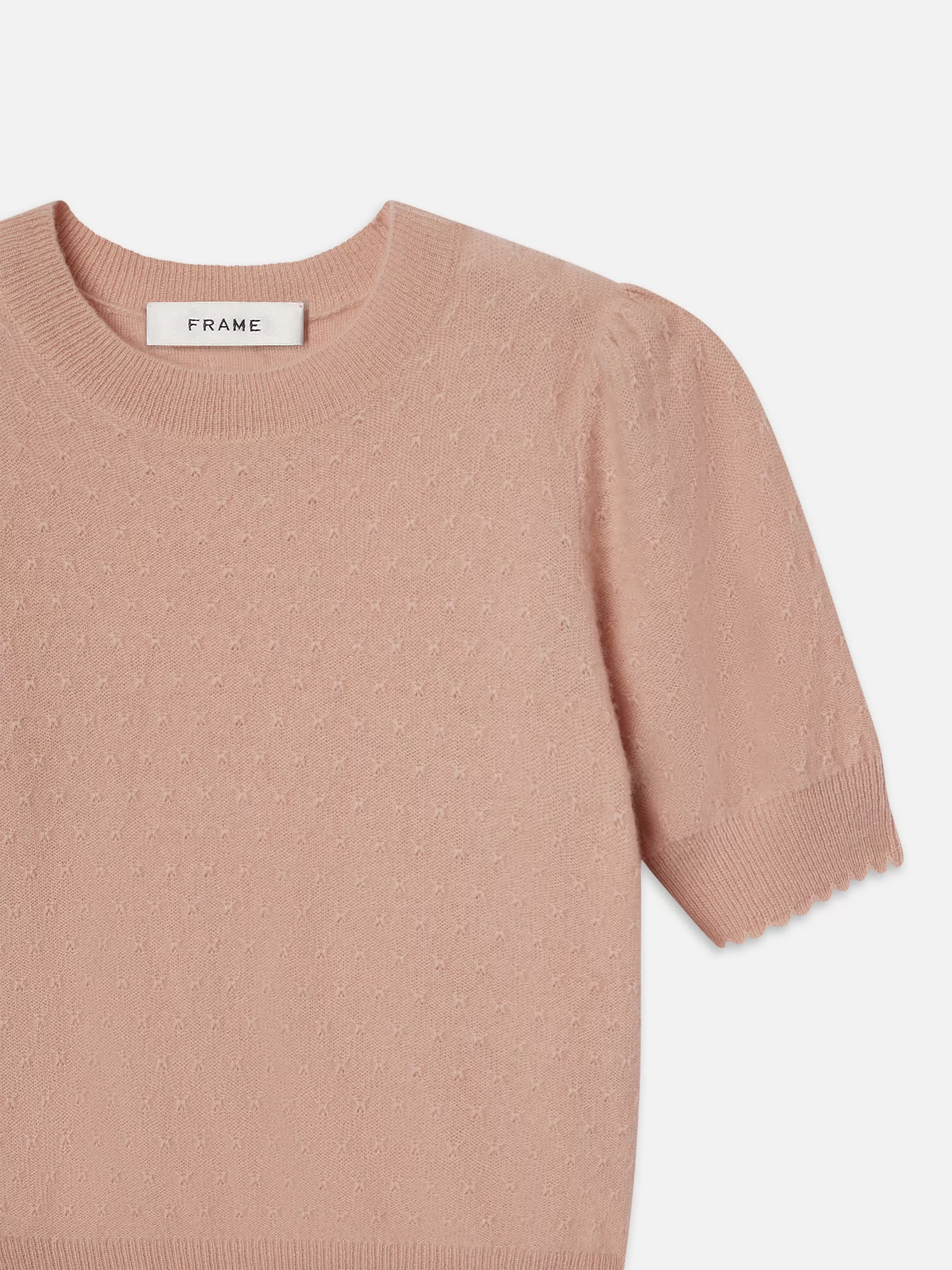 Pointelle Puff Sleeve Sweater -- Peony