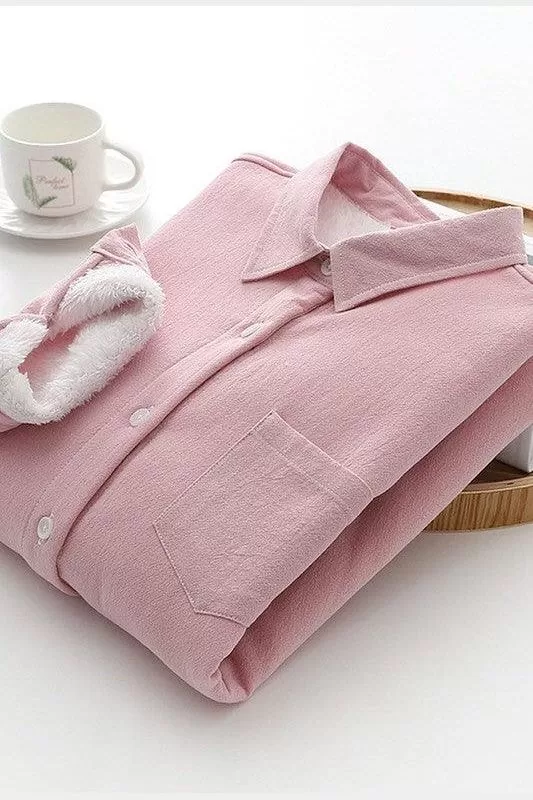 PURE COTTON THICK FLEECE WARM WINTER SHIRT FOR WOMEN