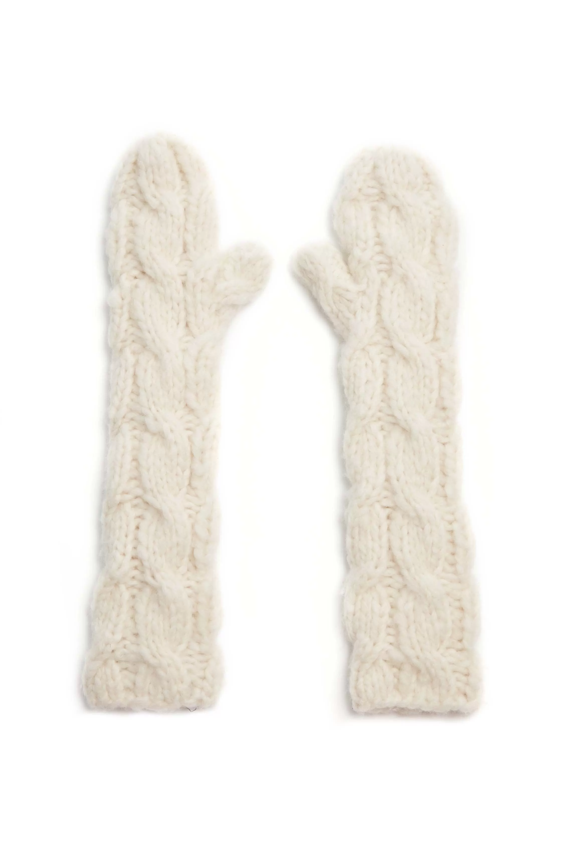 Scarlett Knit Mittens in Ivory Welfat Cashmere