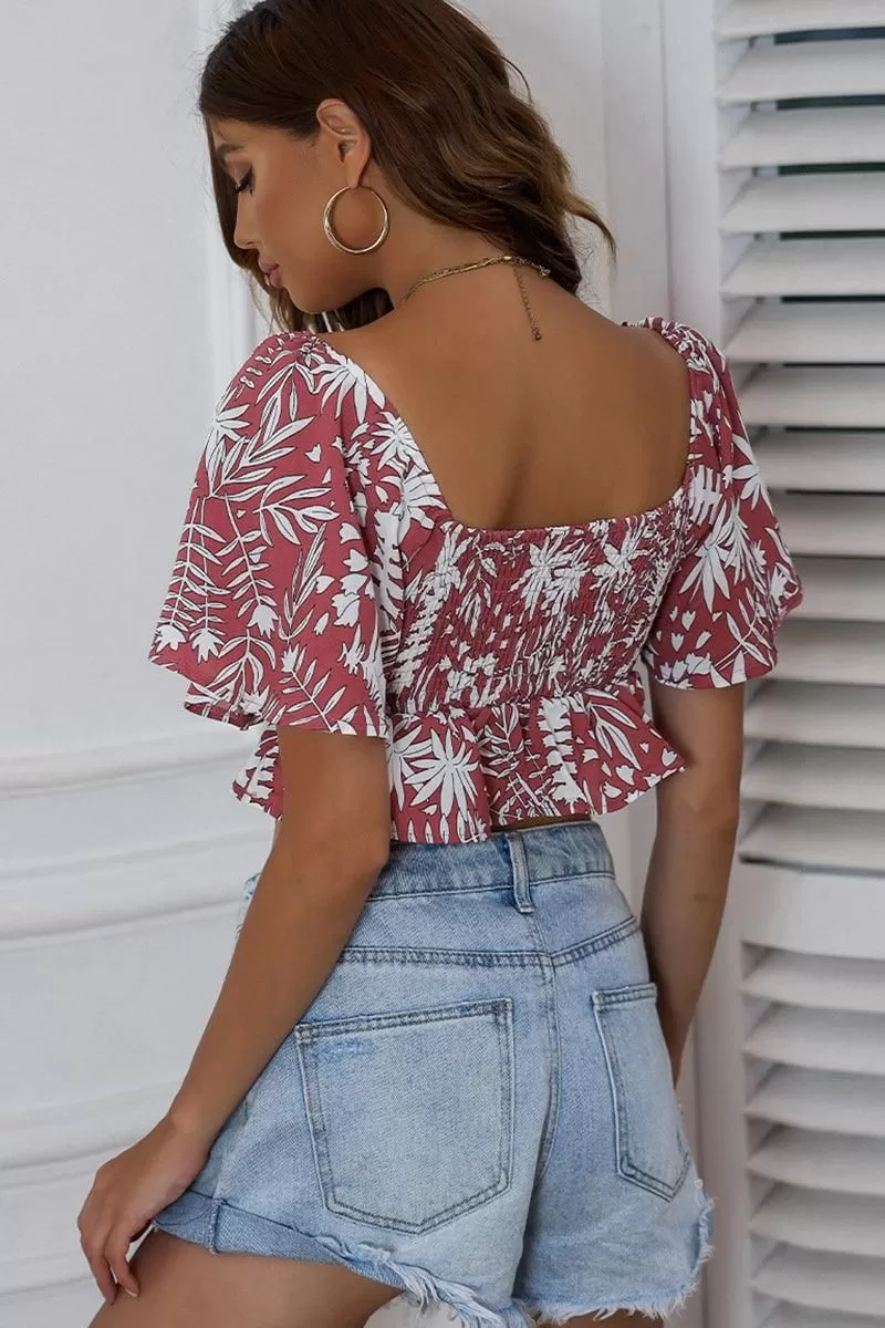 SEXY TIED PRINT CROP TOP