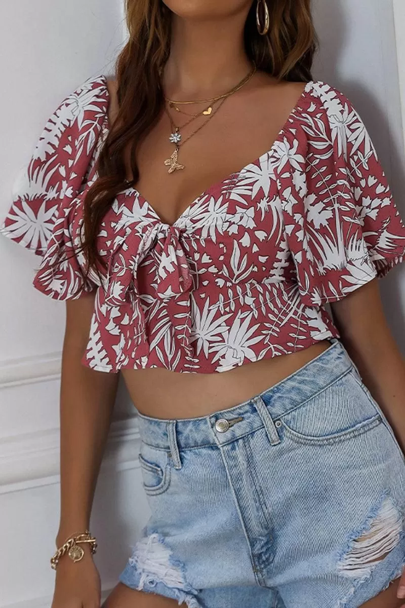 SEXY TIED PRINT CROP TOP