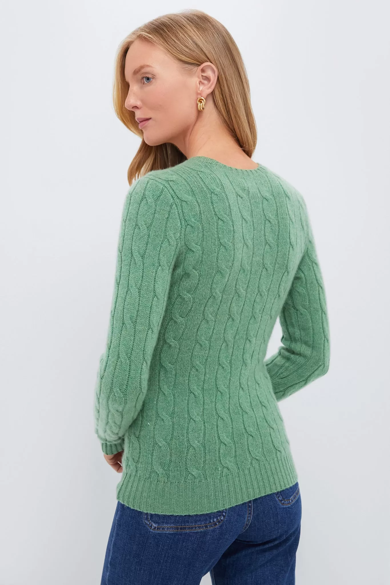 Smoke Green Heather Cashmere Julianna Classic Long Sleeve Pullover