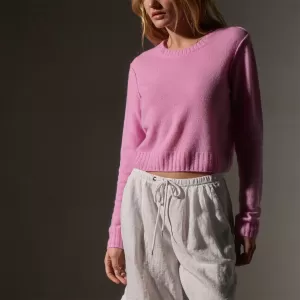 Soft Featherweight Cashmere Cropped Sweater - Blossom