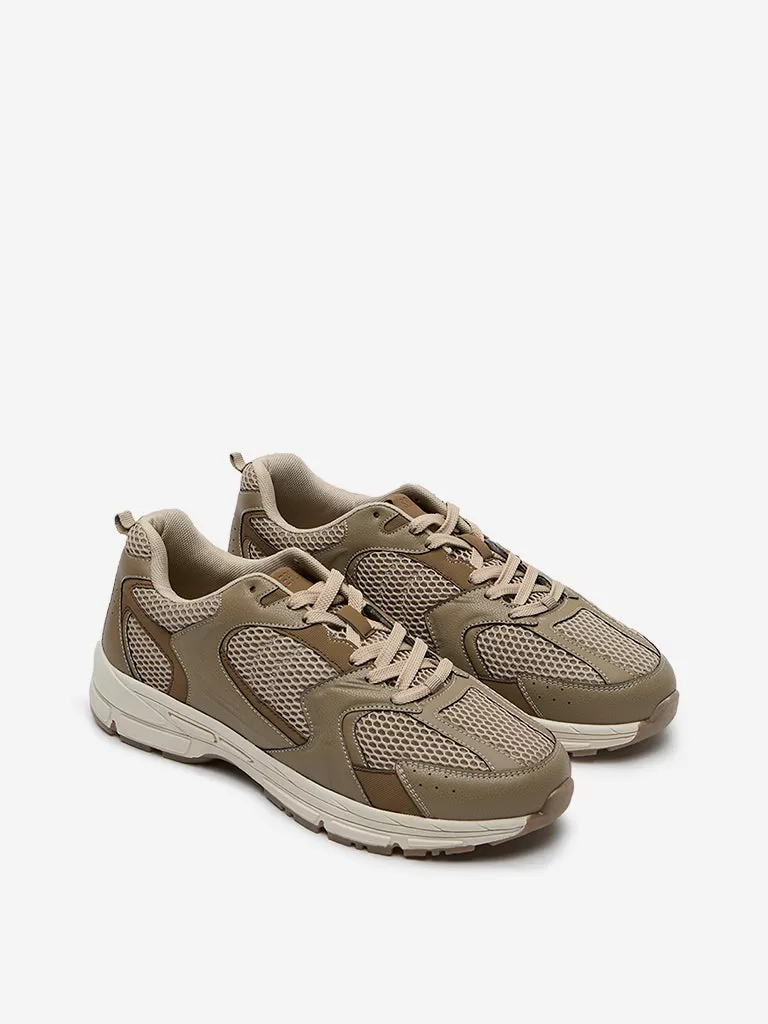 SOLEPLAY Taupe Mesh-Detailed Sneakers