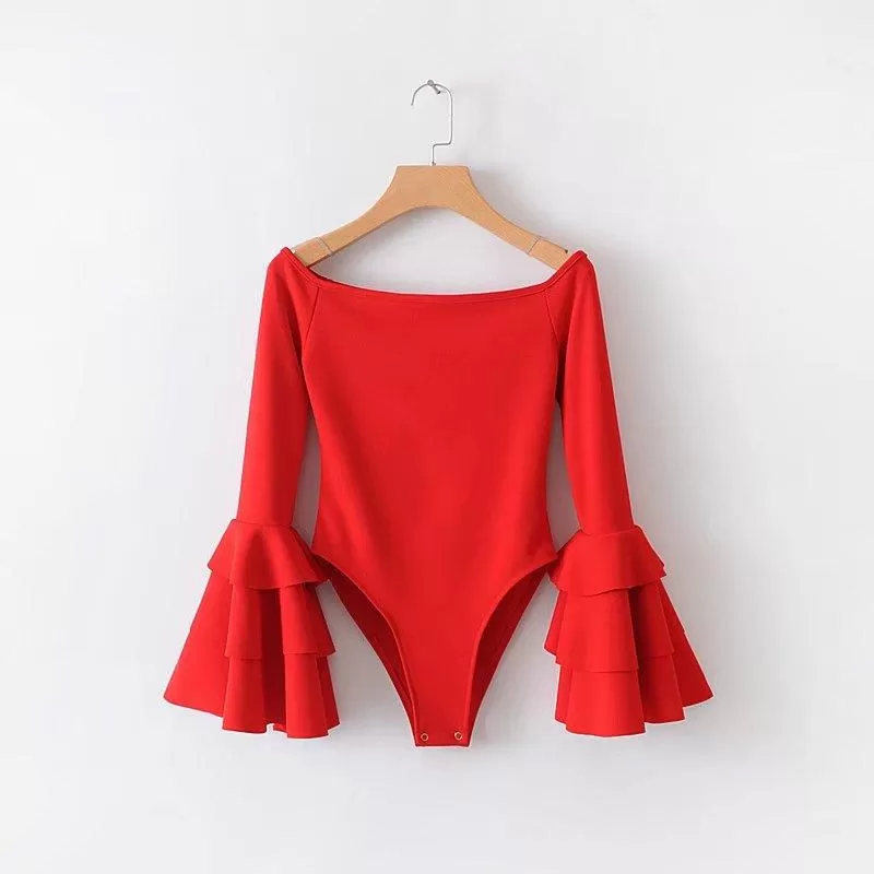 TIER RUFFLE SLEEVE BODYSUIT