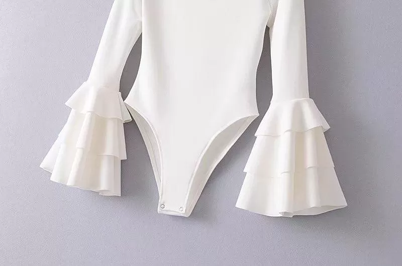 TIER RUFFLE SLEEVE BODYSUIT