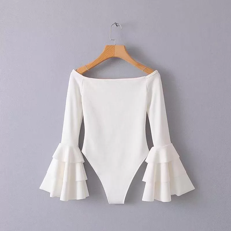 TIER RUFFLE SLEEVE BODYSUIT