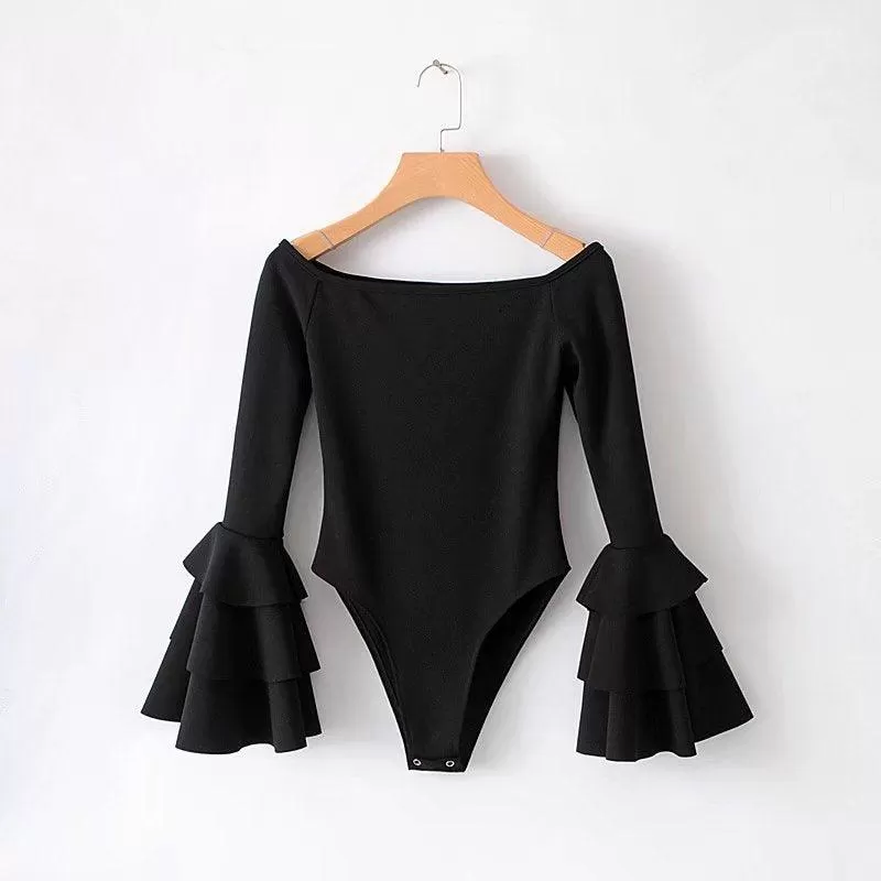 TIER RUFFLE SLEEVE BODYSUIT