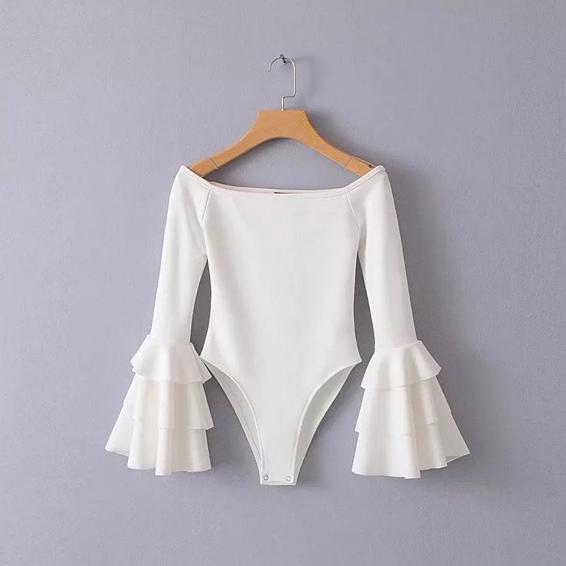 TIER RUFFLE SLEEVE BODYSUIT