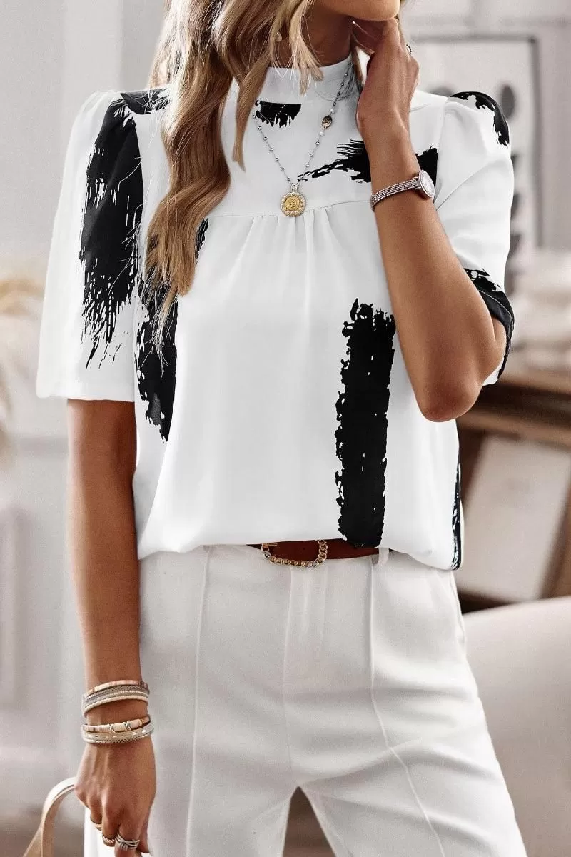 UNIQUE PATTERN HALF NECK BLOUSE