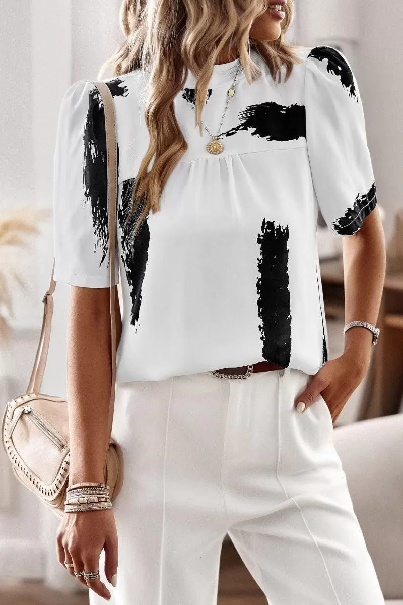 UNIQUE PATTERN HALF NECK BLOUSE