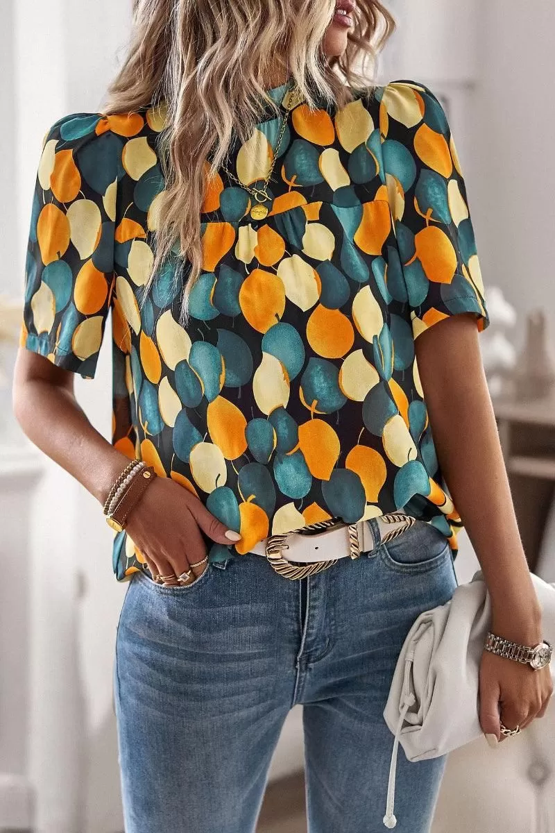 UNIQUE PATTERN HALF NECK BLOUSE