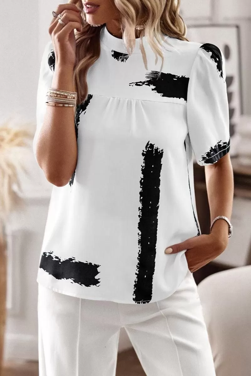 UNIQUE PATTERN HALF NECK BLOUSE