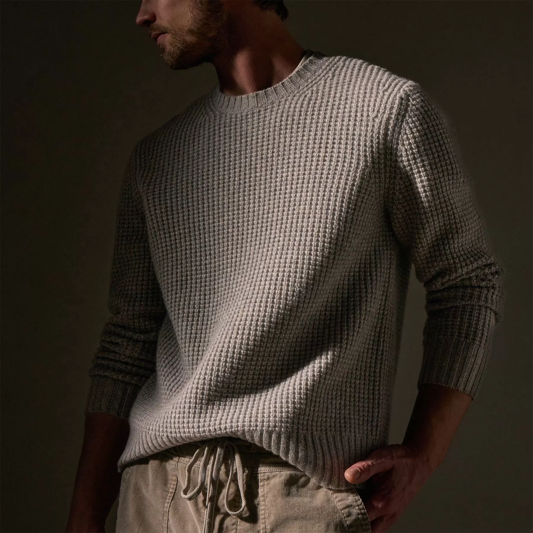 Waffle Knit Sweater - Overcast