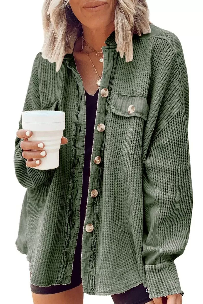 WOMEN CORDUROY BUTTON UP OVERSIZED SHACKET