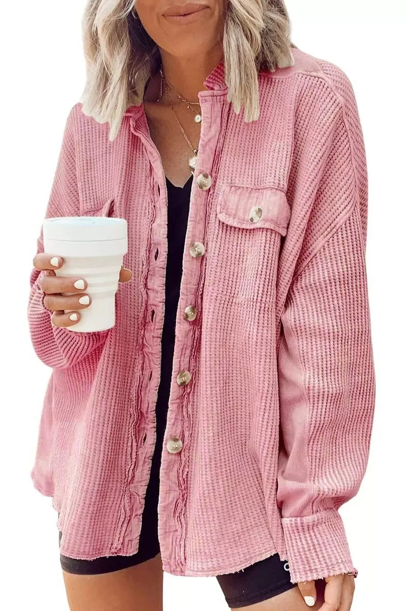 WOMEN CORDUROY BUTTON UP OVERSIZED SHACKET